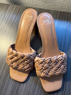 Marc Fisher Braided Tan Slide Mules Size 8